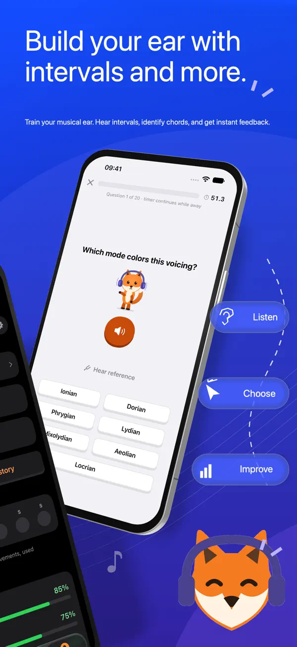 Pitch Fox listening quiz for identifying musical modes